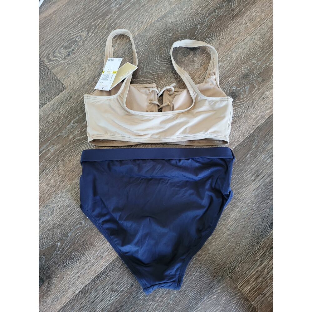 Michael Kors‎ Lace Up Bikini Top and High Waisted Belted Swim Bottoms Medium #17 - Picture 2 of 6